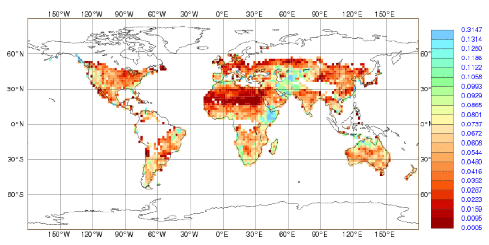 Map of Global Near-Real-Time Monitoring of Soil Moisture.